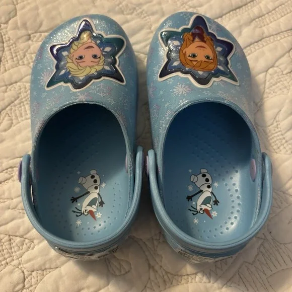 Disney's Frozen Slip On Shoes, Girls‎ Size 7-8 Elsa Ahna Olaf  Adjustable Strap - Picture 2 of 9